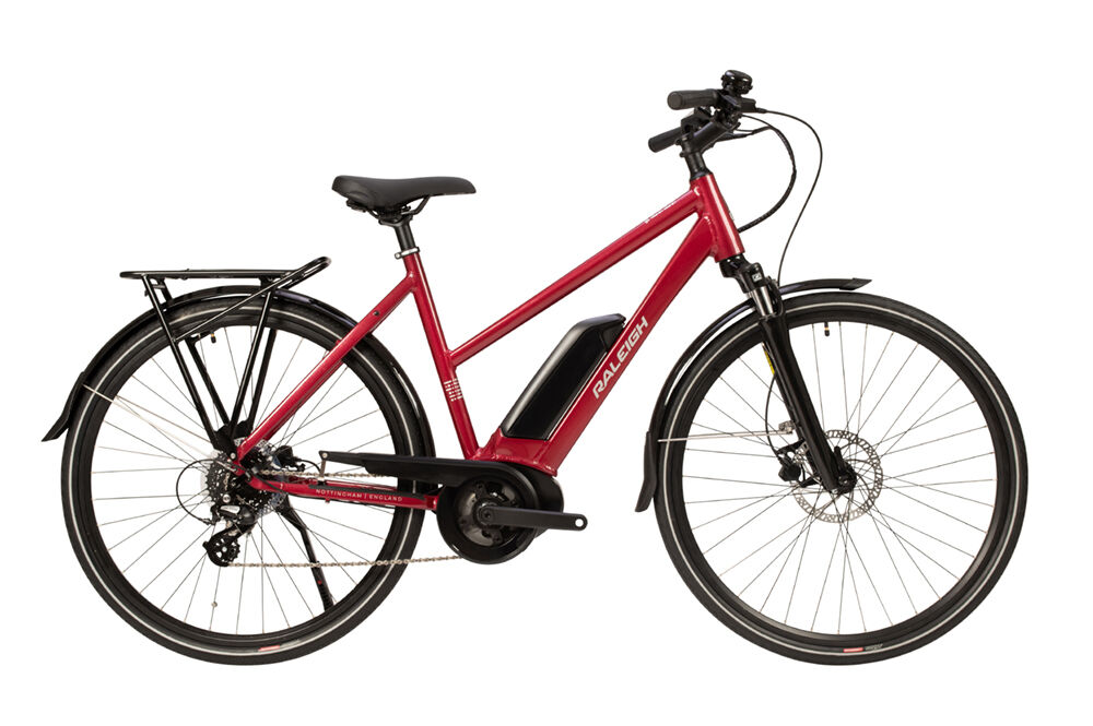 Raleigh 2020 Motus Open Frame Derailleur Alloy Electric Hybrid Bike, Red - 7 Speed, 700c