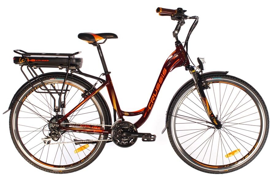 Crussis e-Country 5.6 Step Through Hybrid Trekking Electric Bike, 13Ah, 28" Wheel, 24 Speed - Maroon