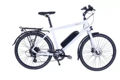 Batribike Nova-X Crossbar Hybrid Electric Bike, 26" Wheel, 8 Speed - White