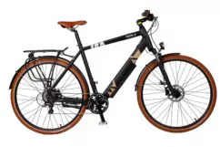 Batribike Vista-X Crossbar Trekking Electric Bike, 28" Wheel, Front Suspension - Black/Brown