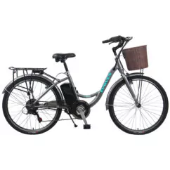 Dawes Breeze Unisex Step Through Electric Bicycle, 10Ah, 26" Wheel - Metallic Grey