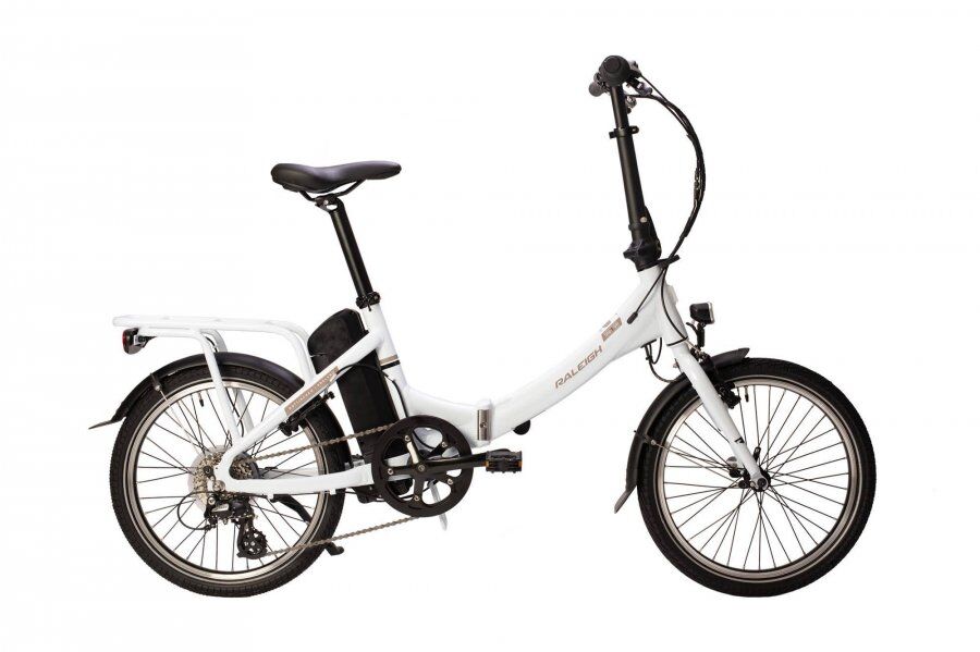 Raleigh Stow-E Way 20" Folding Electric Bike, 6.8Ah Battery, 8 Speed - White
