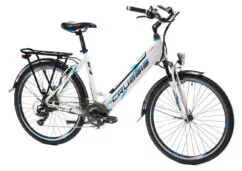 Crussis e-City 1.13 Step Through Hybrid Electric Bike, 26 Wheels - White/Blue