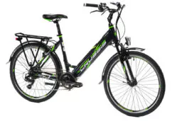Crussis e-City 1.14-S Step Through Hybrid Electric Bike, 26" Wheels, 17.5Ah Battery - Black/Green