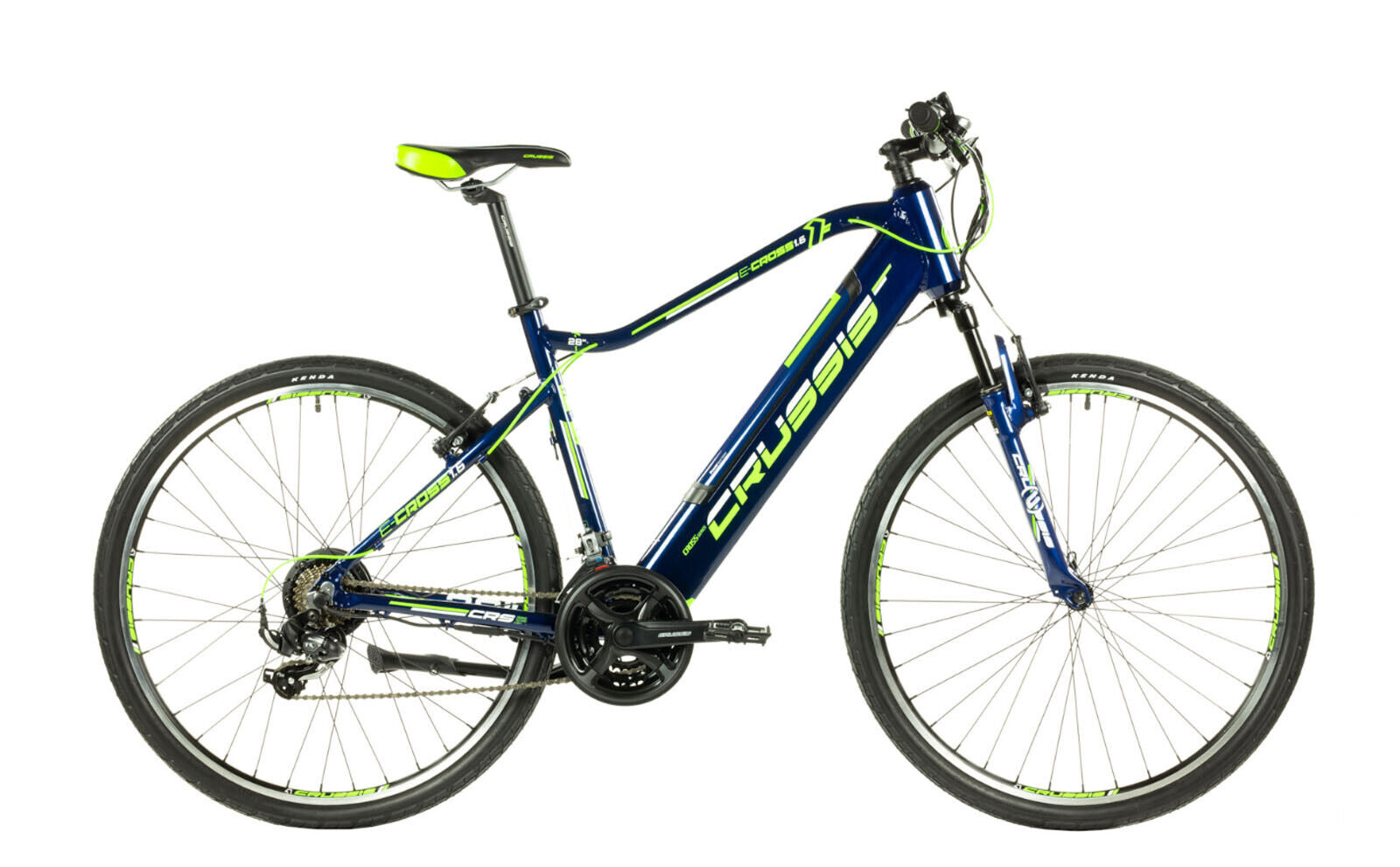 Crussis e-Cross 1.6-S Mens Hybrid Electric Bike 2021, 17.5Ah, 28" Wheel, 21 Speed - Dark Blue/Green