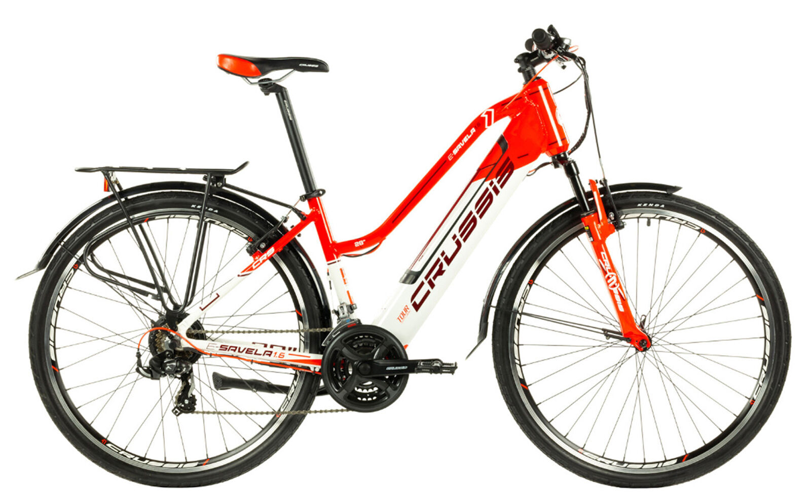 Crussis e-Savela 1.6 Trapeze Trekking Electric Bike 2021, 28" Wheel, 19" Frame, 13Ah - White/Red