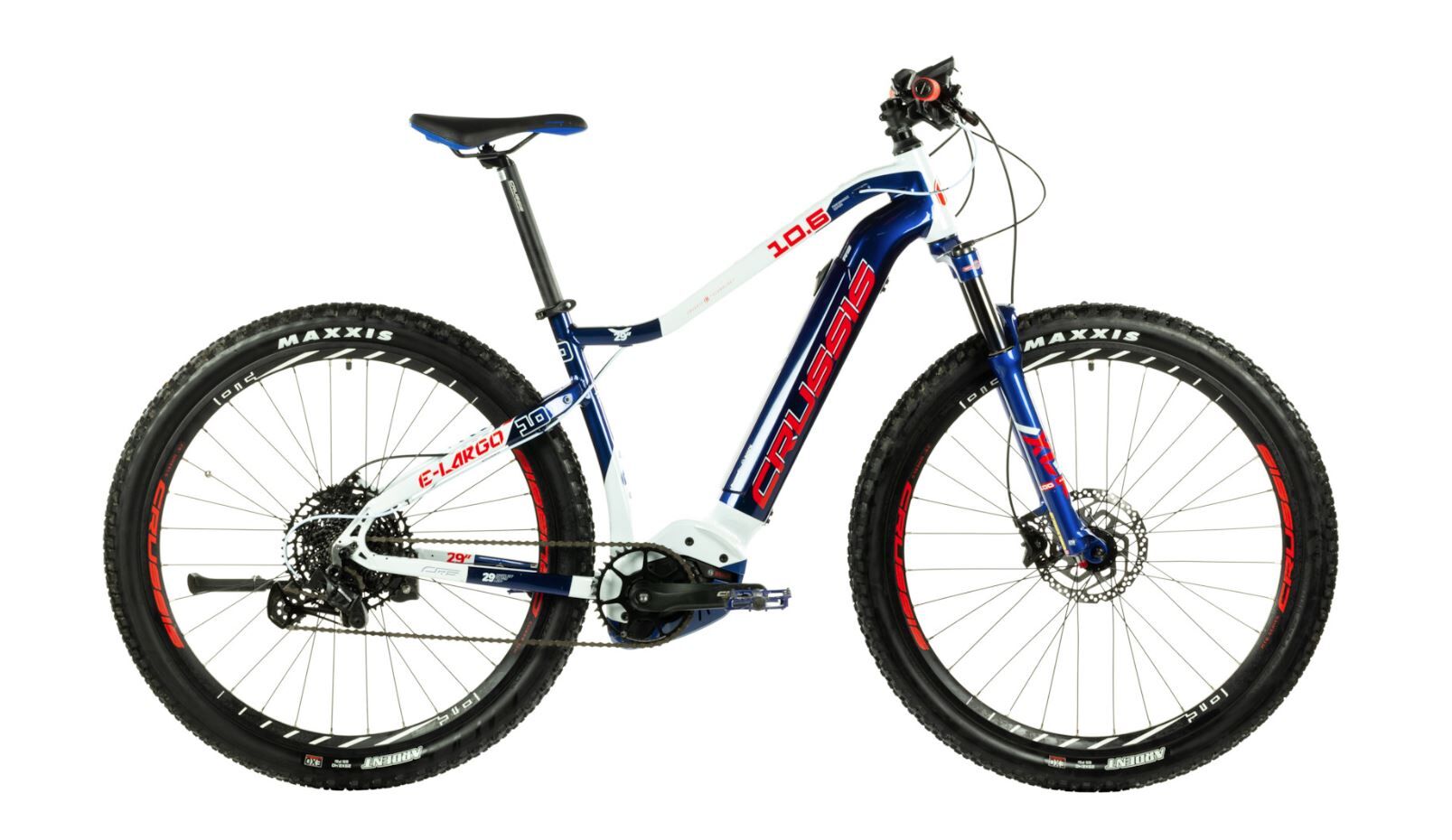 Crussis e-Largo 10.6 Mens Electric Mountain Bike 2021 - Blue/White/Red