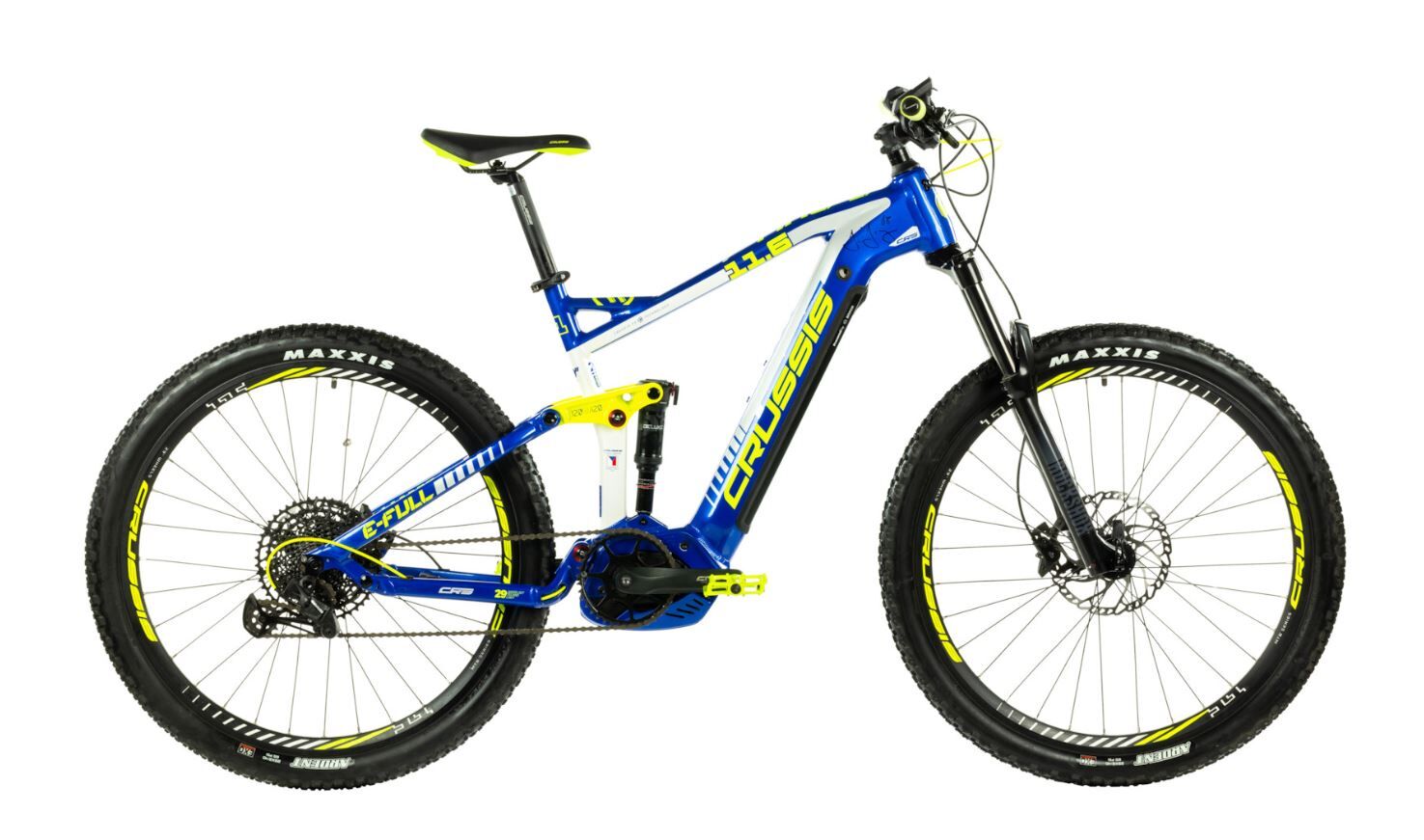 Crussis e-Full 11.6 Mens Full Sus Electric Mountain Bike 2021 - Blue/White/Yellow