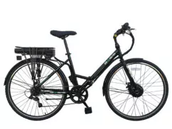 Basis Hybrid Full Size Folding Electric Bike, 700c Wheel, 9.6Ah/14Ah - Black/Green