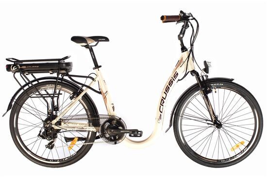 Ex Demo Crussis e-City 2.4 Step Through Hybrid Electric Bike, 13Ah Battery 18" ,26" - Beige