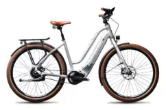 Corratec E-Power C29 CX6 Trapeze Hybrid Electric Bike 2021, Belt Driven - Satin Silver/Brown