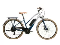 Raleigh Array Open Frame Electric Hybrid Bike, 400Wh Battery, 700c Wheel - Silver/Blue