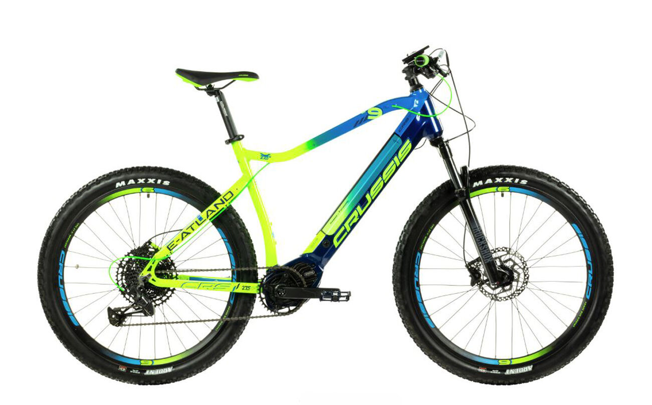 Crussis e-Atland 9.6-L Mens Electric Mountain Bike 2021 - Lime/Blue