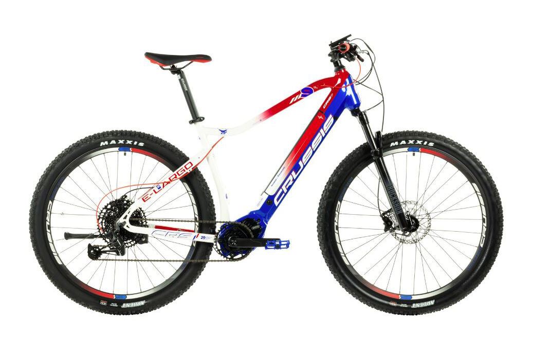 Crussis e-Largo 9.6-L Mens Electric Mountain Bike 2021 - Blue/White/Red