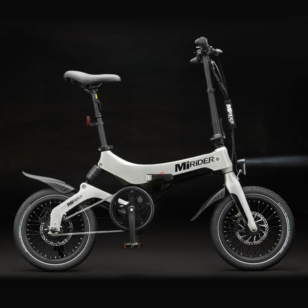 MiRider One Folding City Electric Bike, 16" Wheel, 7Ah Battery - Platinum Silver