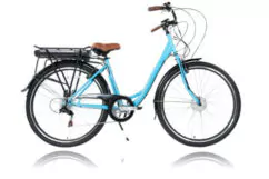 Cyclotricity Jade Step Through Dutch Style Electric Bike, 6 Speed Derailleur, 700c - Baby Blue