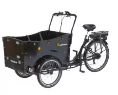 AMCargoBikes Curve Kindergarten Open Cargo Electric Tricycle - Black - Updated Model