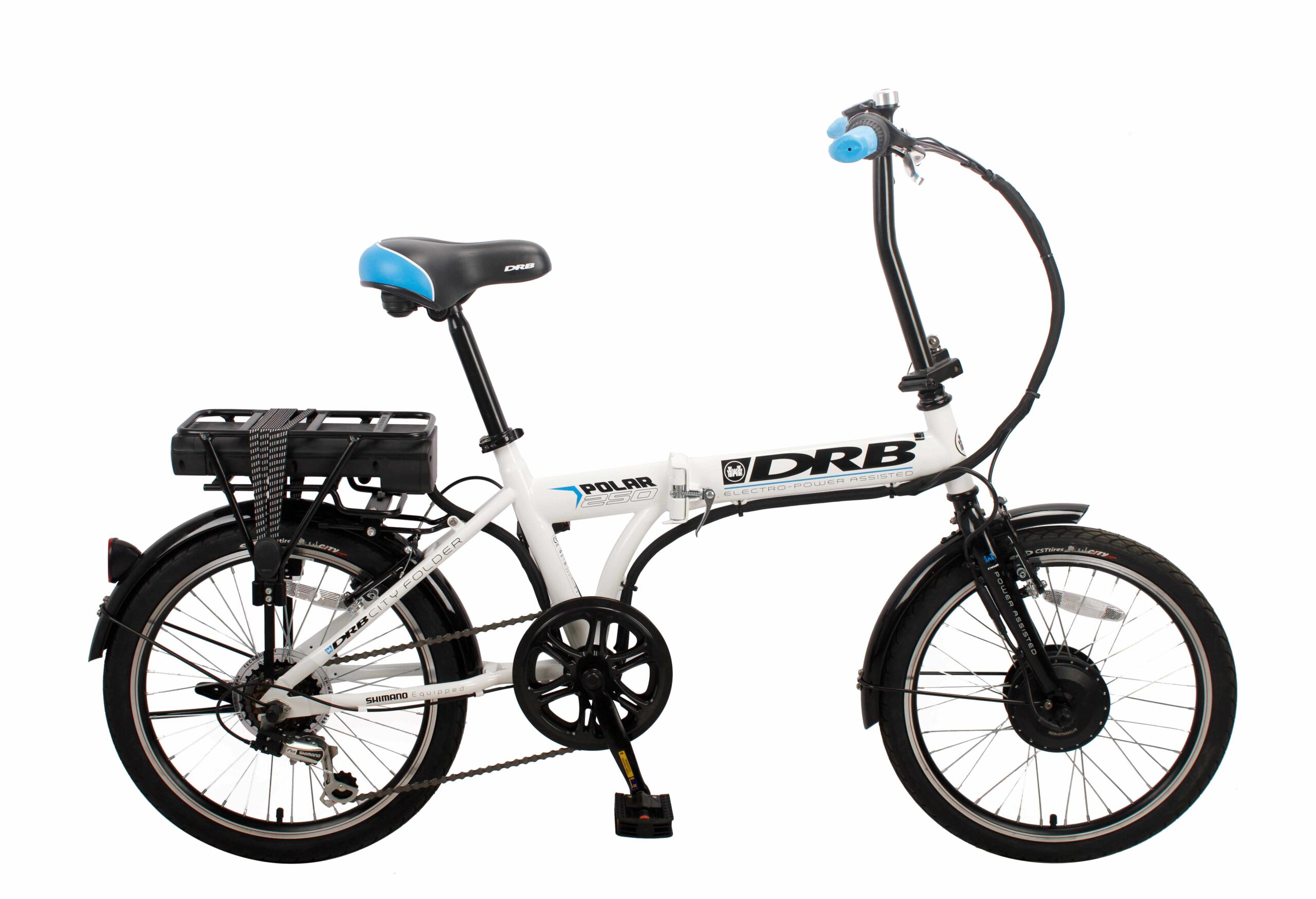Ex Demo Dallingridge Polar Folding Electric Bicycle, 20" Wheel - Ice White/Blue
