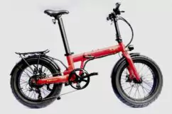 E-Go Max+ Fat Tyre Folding Electric Bike, 20" Wheel, 14Ah Battery, 7 Speed - Red