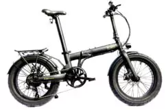 E-Go Max+ Fat Tyre Folding Electric Bike, 20" Wheel, 14Ah Battery, 7 Speed - Black