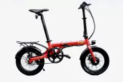 E-Go Lite Mini Compact Folding Electric Bike, 16" Wheel, Single Speed - Gloss Red