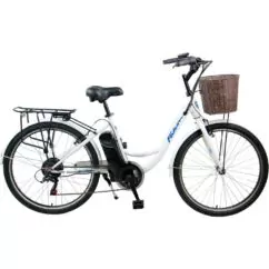 Falcon Electric Hybrid Low Step Electric Bike, 7.8Ah, 6 Speed, 26" Wheel - White