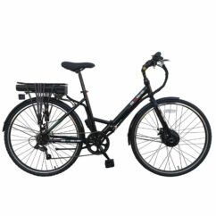 Basis Hybrid Full Size Folding Electric Bike, 700c Wheel, 9.6Ah/14Ah Battery - Black/Red