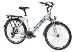 Ex Demo Crussis e-City 1.13-S ST Hybrid Electric Bike, 26" Wheels, 17.5Ah Battery - White/Blue
