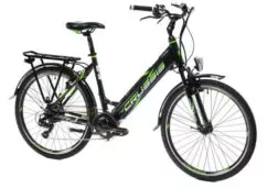 Ex-Demo Crussis e-City 1.14 Step Through Hybrid Electric Bike, 26" Wheels - Black/Green