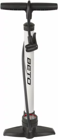 Beto Steel Dual Head Floor Bike Pump - White