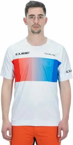 Cube Teamline Roundneck Jersey S/S - White/Blue/Red