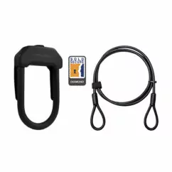 Hiplok DXP D-Lock & 2m Cable: BLACK